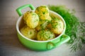 boiled early potatoes with butter and fresh dill in a bowl Royalty Free Stock Photo