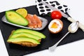 Boiled Egg with Avocado and Salmon Royalty Free Stock Photo