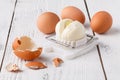 Boiled egg on the chopper Royalty Free Stock Photo