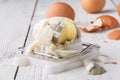 Boiled egg on the chopper Royalty Free Stock Photo