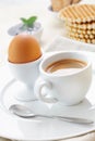 Boiled egg and coffee for breakfast Royalty Free Stock Photo