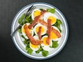 Boiled Egg and Crispy Bacon Salad With Watercress