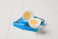Boiled egg and a cutter Royalty Free Stock Photo