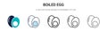 Boiled egg icon in filled, thin line, outline and stroke style. Vector illustration of two colored and black boiled egg vector Royalty Free Stock Photo