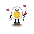 boiled egg mascot falling in love