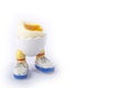 Boiled egg open half with legs isolate Royalty Free Stock Photo