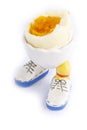 Boiled egg open half with legs isolate Royalty Free Stock Photo