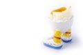 Boiled egg open half with legs isolate Royalty Free Stock Photo
