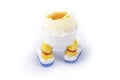 Boiled egg open half with legs isolate Royalty Free Stock Photo