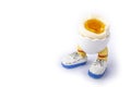 Boiled egg open half with legs isolate Royalty Free Stock Photo