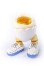 Boiled egg open half with legs isolate Royalty Free Stock Photo