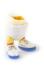 Boiled egg open half with legs isolate Royalty Free Stock Photo