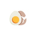 Boiled egg and shell flat icon