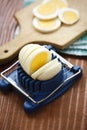 Boiled egg sliced on the board Royalty Free Stock Photo