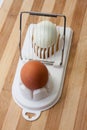 Boiled egg and sliced egg on the chopper Royalty Free Stock Photo