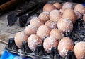 Boiled egg with white crystals salt, famous local food.