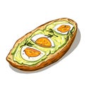 Boiled eggs and avocado toast recipe vector