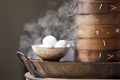 Boiled eggs breakfast in the street, China