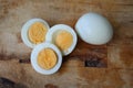 Boiled eggs on a cutting board