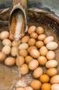 Boiled eggs from hot spring water in Kurokawa onsen, Japan Royalty Free Stock Photo