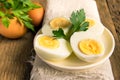 Boiled eggs on plate Royalty Free Stock Photo