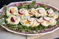 Boiled eggs with tartar sauce Royalty Free Stock Photo