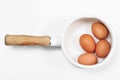 Boiled eggs in vintage style white pot Royalty Free Stock Photo