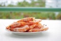 Boiled Langoustines on Outdoor Table Royalty Free Stock Photo