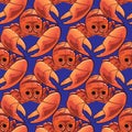 Boiled Lobster Seamless Pattern