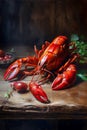 Boiled lobsters - a gourmet dish. AI generated