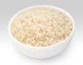 Boiled long grain rice in white bowl close-up Royalty Free Stock Photo