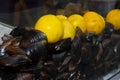 Boiled mussels. Tasty seafood meal ideal for lunch or dinner, appetizer for brunch or buffet