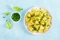 Boiled new potato with butter, dill and green onion Royalty Free Stock Photo