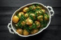 Boiled new potato with fresh samphire and garlic Royalty Free Stock Photo