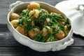Boiled new potato with fresh samphire and garlic Royalty Free Stock Photo