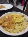 boiled noodles with omelet enough when rain fall