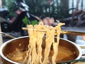 Boiled noodles in the raining season