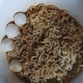 Boiled noodles with soy sauce and fish balls taste delicious