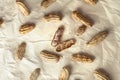 boiled peanuts arrange on crumpled paper