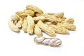 Boiled peanuts peel out on white background Royalty Free Stock Photo