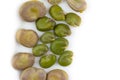 Close up of boiled and peeled broad bean on white background Royalty Free Stock Photo