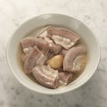 Boiled pig intestines