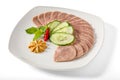 Boiled pork tongue with greens Royalty Free Stock Photo