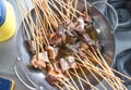 Boiled pork variety meats. Famous Myanmar street food