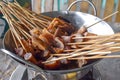 Boiled pork variety meats. Famous Myanmar street food