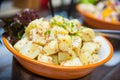 Boiled potatoes appitizer in salad corner Royalty Free Stock Photo