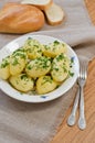 Boiled potatoes and bread
