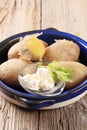 Boiled potatoes and curd cheese