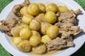 Boiled potatoes with meat in a plate Royalty Free Stock Photo