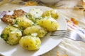 Boiled potatoes with parsley on a plate Royalty Free Stock Photo